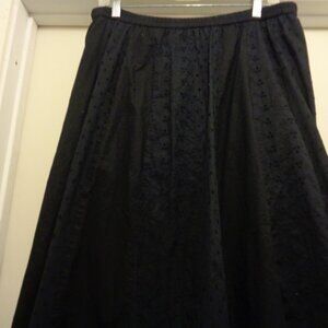 COASTAL COWGIRL FULL BLACK EYELET MIDI SKIRT BY STUDIO WORKS M